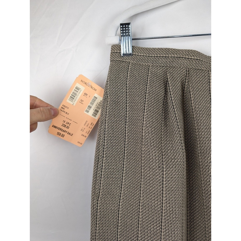 Vintage Nordstrom Pleated Midi Skirt Size 16 Black Tan Preppy Academia Deadstock - Picture 8 of 9